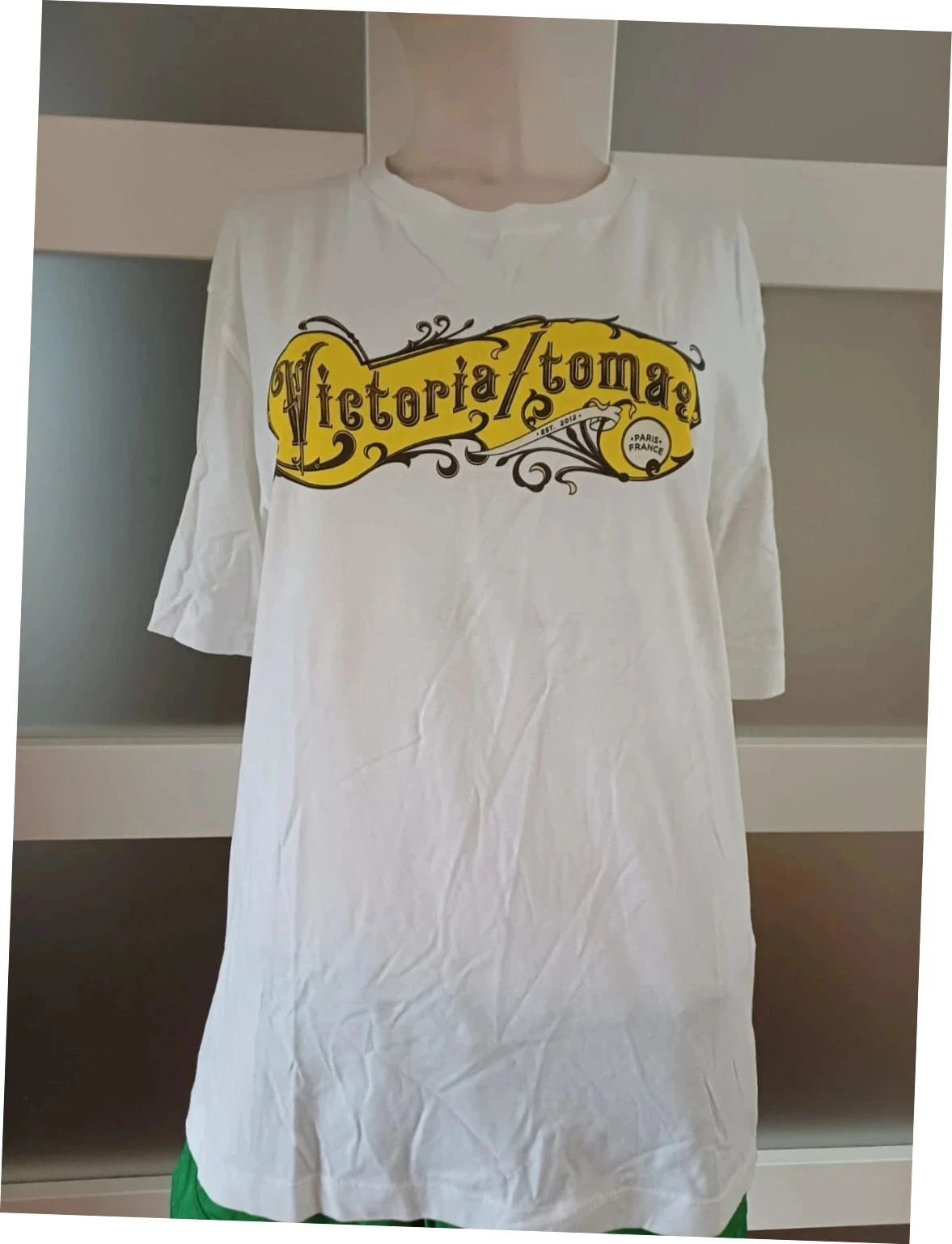 Pièce de créateur T-shirt blanc graphique Victoria/Tomas - Neuf - Taille 34 (XS)
